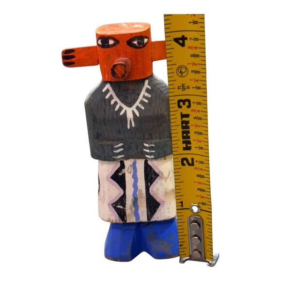 Miniature 4" Signed Kachina Wood Doll Hopi With Necklace Paul Route 50 Style - Picture 3 of 6